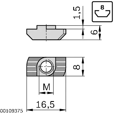 Tuerca Cabeza de Martillo M6 Ranura-8 | Bosch Rexorth