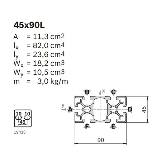 Perfil de Aluminio 45x90L | Bosch Rexroth