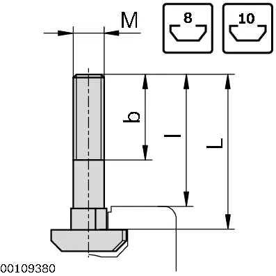 Tornillo Cabeza de Martillo M8x20 Ranura-10 | Bosch Rexroth