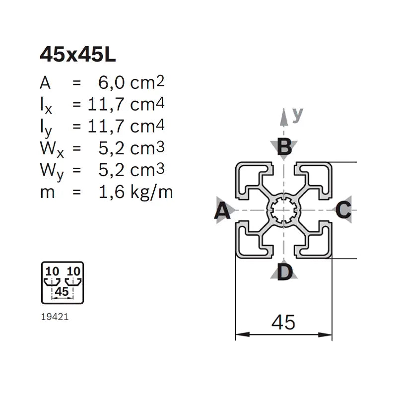 Perfil de Aluminio 45x45 6070 mm | Bosch Rexroth