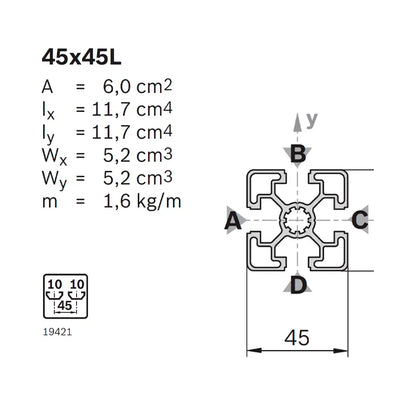 Perfil de Aluminio 45x45L | Bosch Rexroth