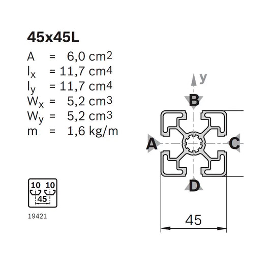 Perfil de Aluminio 45x45L | Bosch Rexroth