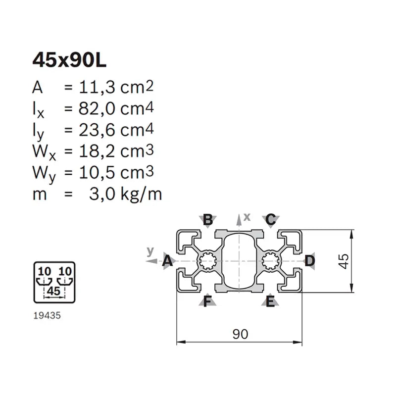 Perfil de Aluminio 45x90L 5600mm | Bosch Rexroth