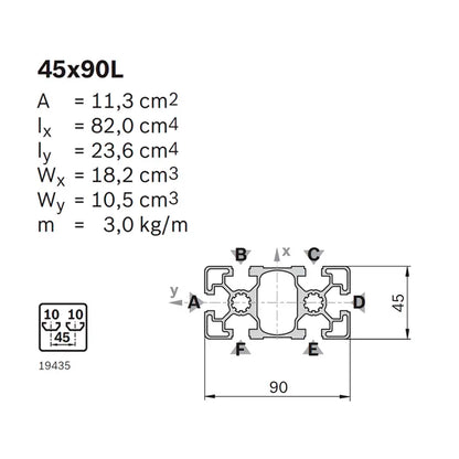 Perfil de Aluminio 45x90L | Bosch Rexroth